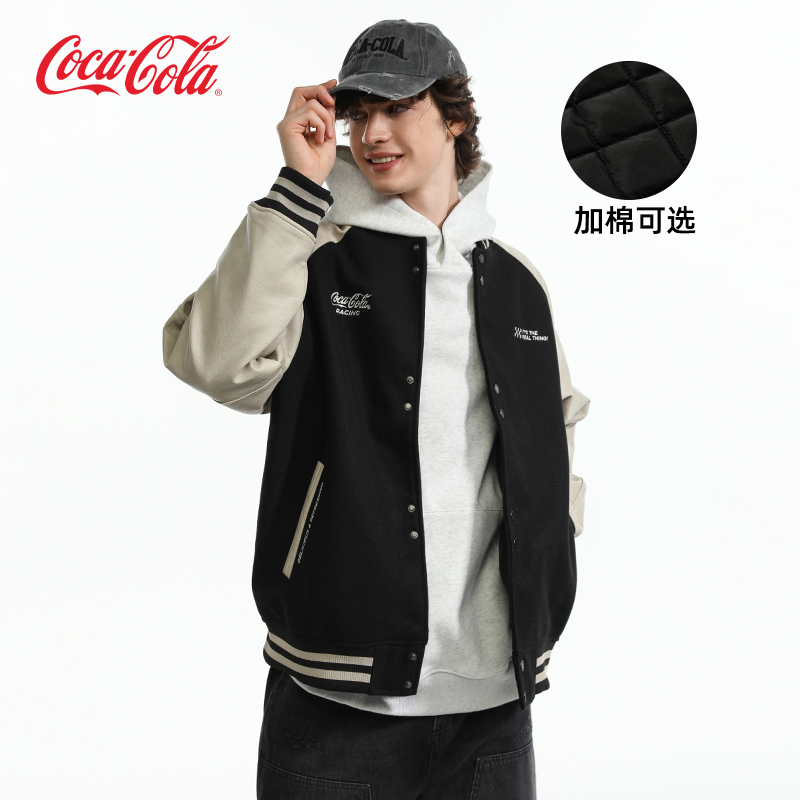 可口可乐美式复古刺绣棒球服外套