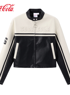 【商场同款】Coca-Cola/可口可乐撞色字母刺绣短款夹克外套女