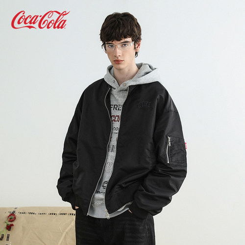 可口可乐贴布刺绣拉链夹克