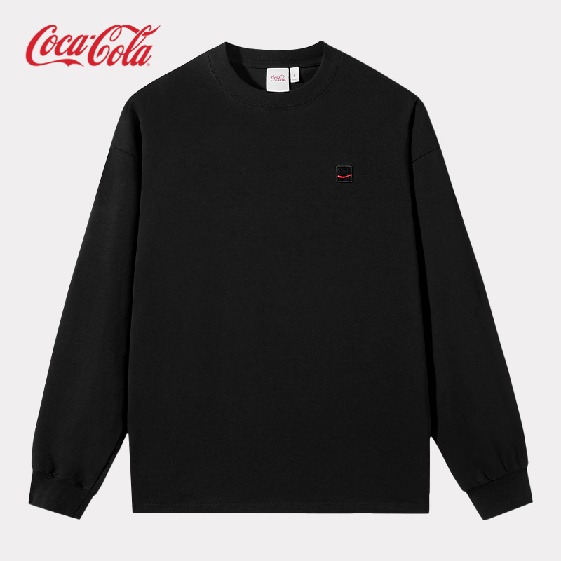 可口可乐美式落肩圆领长袖T恤