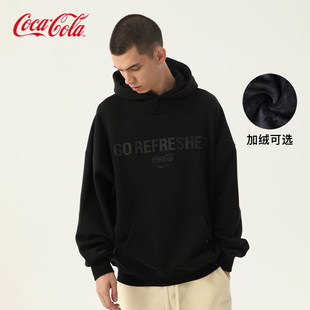 Cola 男女同款 可口可乐 情侣衣服外套 连帽卫衣纽扣秋冬款 Coca