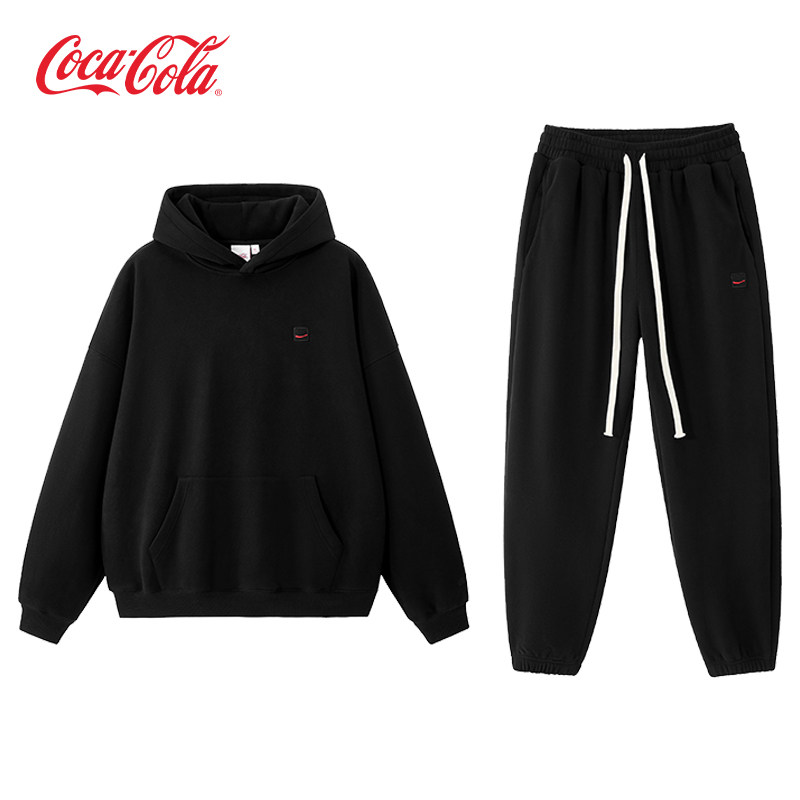 Coca-Cola可口可乐 美式复古休闲束脚卫裤运动裤连帽卫衣套