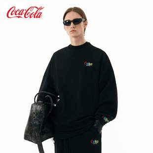 男女同款 落肩圆领卫衣 可口可乐天丝绒绣花基础款 Coca－Cola