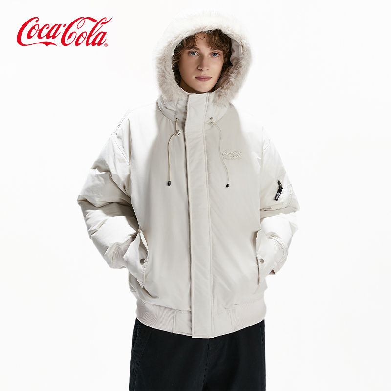 可口可乐可拆卸毛领拉链棉服