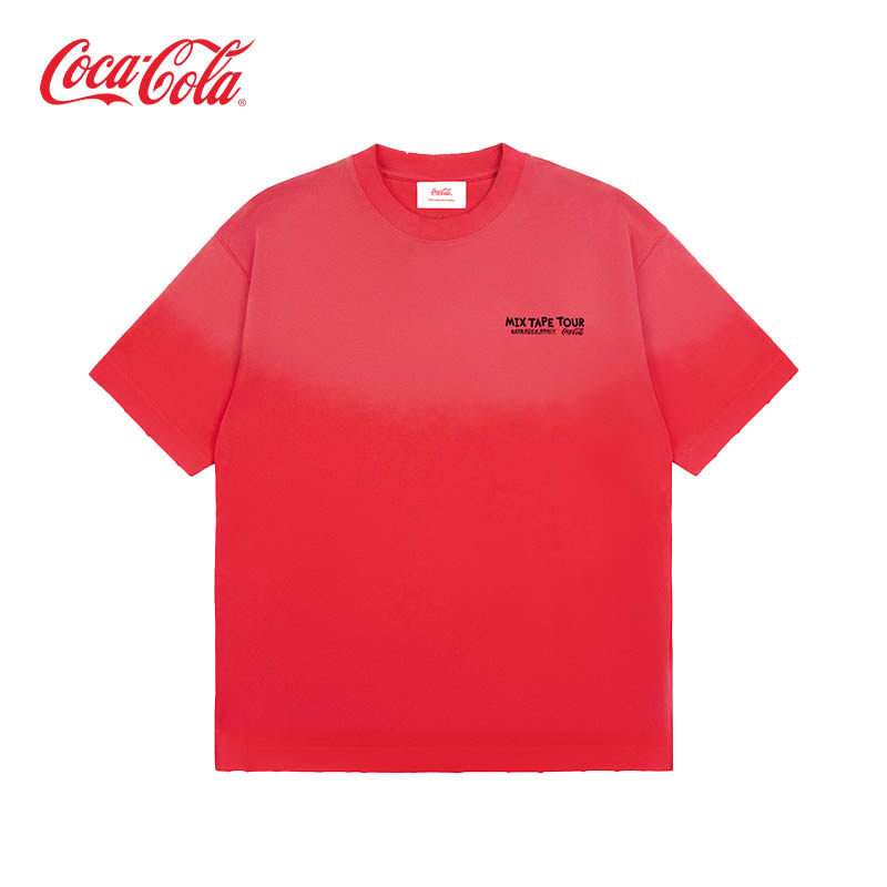 【商场同款】Coca-Cola可口可乐手绘涂鸦印花落肩短袖T恤男女同款