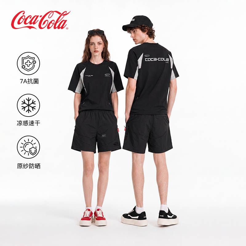 Coca-Cola/可口可乐 套装男女轻户外吸湿速干凉感短袖T恤