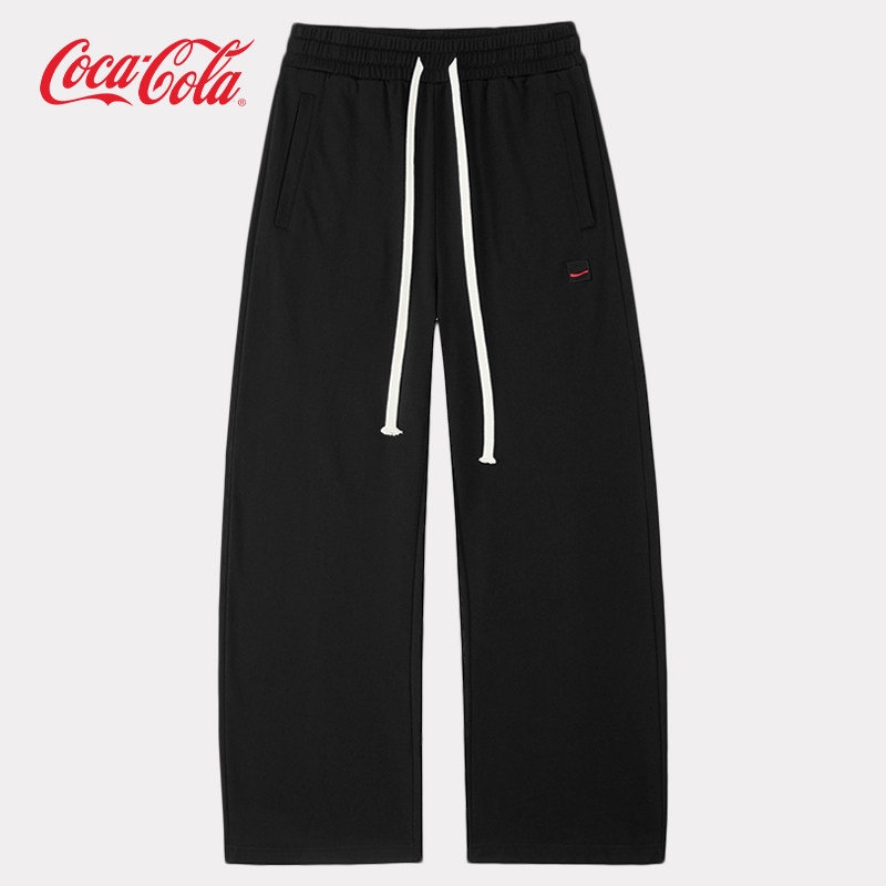 Coca-Cola/可口可乐长裤美式针织卫裤直筒宽松弯刀裤夏季休闲裤男