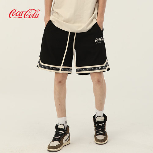Coca-Cola/可口可乐腰果花短裤男宽松休闲裤子夏季运动裤五分裤-封面