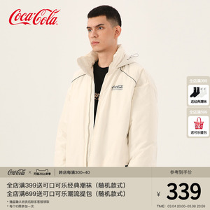 Coca-Cola/可口可乐棉服男秋冬加厚保暖美式防风防水连帽棉衣外套