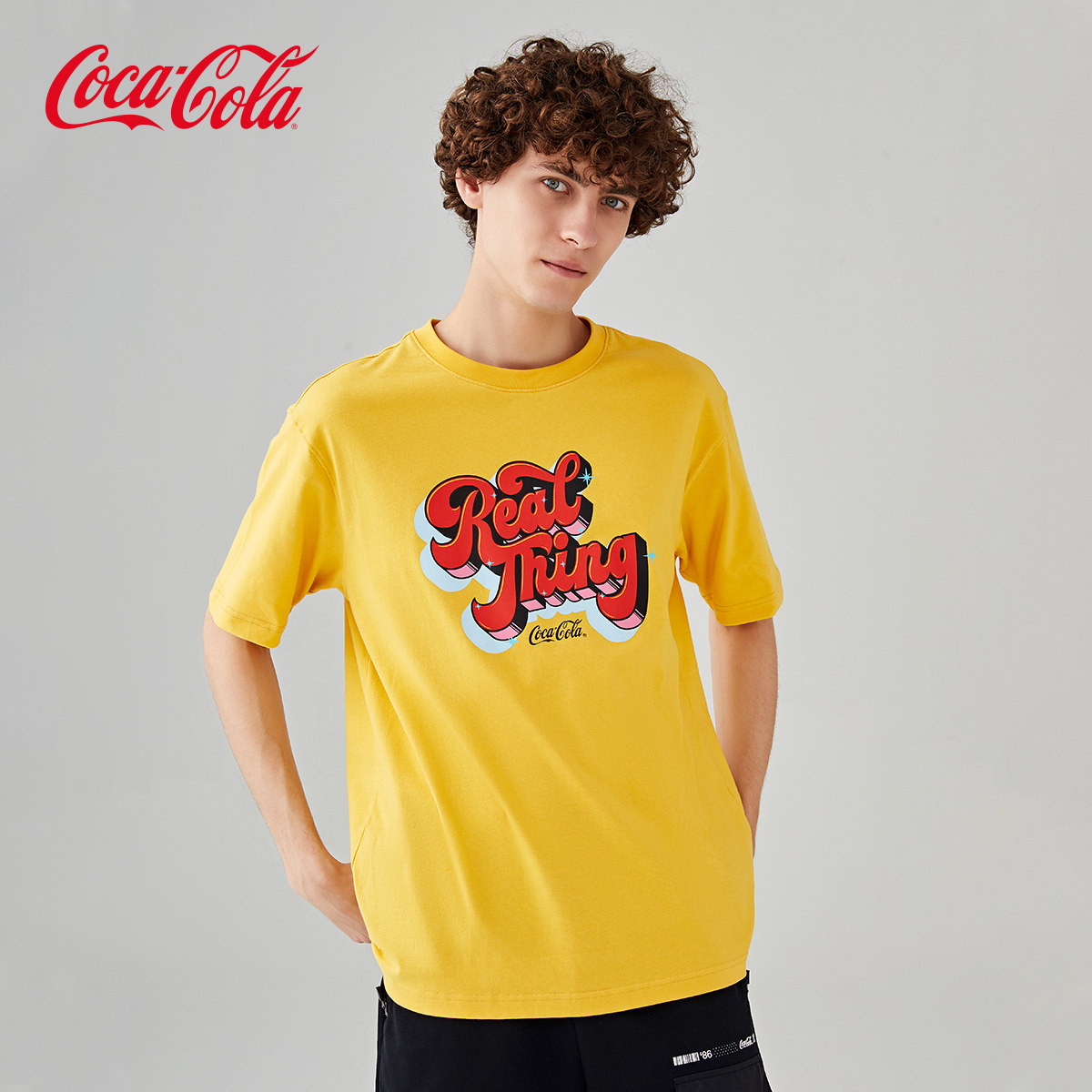 coca-cola/可口可乐短袖个性字母印花圆领t恤潮流时尚休闲上衣