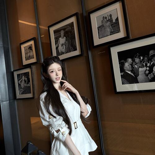 kubiliv智感松弛松弛感老钱亚麻衬衫连衣裙子女气质长袖短裙