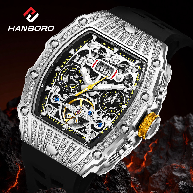 衡宝罗HANBORO小理查第六代男士全自动镂空机械手表防水夜光腕表