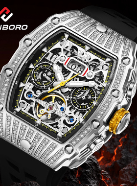 衡宝罗HANBORO小理查第六代男士全自动镂空机械手表防水夜光腕表