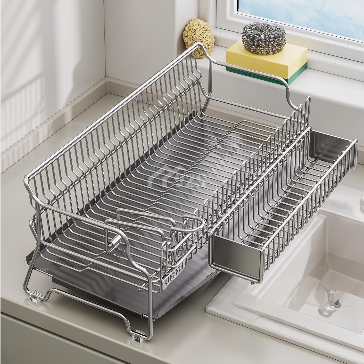 304不锈钢水槽边沥水架碗筷碗盘厨房碗碟架水池洗碗池餐具晾碗架