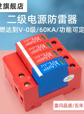 顶世 浪涌保护器电器4P60KA 二级单相电源防雷器电涌保护器避雷器