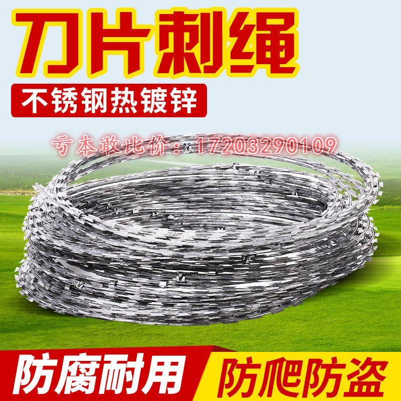 刀片刺绳刺网钢丝镀锌防盗网带刺不锈钢围栏围墙防爬刺安全防护网