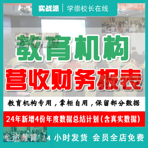 财务报表培训学校利润资产负债收入预算管理模板教育机构表格数据