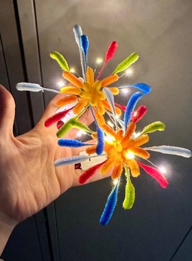 烟花扭扭棒发夹手工diy材料包新年跨年摆摊夜市礼物发光花束头饰