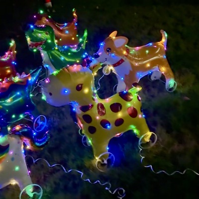 发光地推摆摊带灯带轮走路动物气球夜市卡通站立儿童充气小号装饰