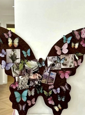 网红装饰蝴蝶毛毡板照片墙infp氛围卧室ins软木板告示板DIY桌面