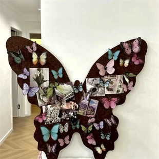 网红装饰蝴蝶毛毡板照片墙infp氛围卧室ins软木板告示板DIY桌面