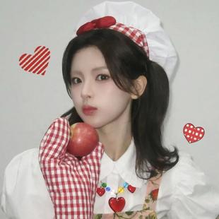 杨超越同款格子蝴蝶结厨师帽料理饼饼大厨cos料理鼠王帽拍照道具
