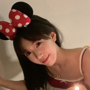 可爱红波点米妮生日发箍蝴蝶结头箍卡通聚会拍照儿童宝宝网红道具