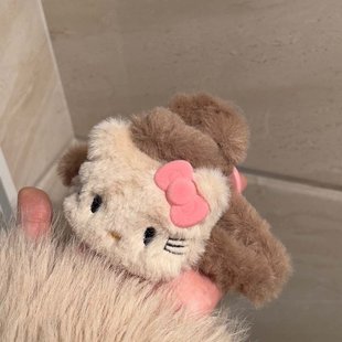 可爱甜美卡通毛绒kitty原创抓夹鲨鱼夹高颜值卡哇伊发夹发饰