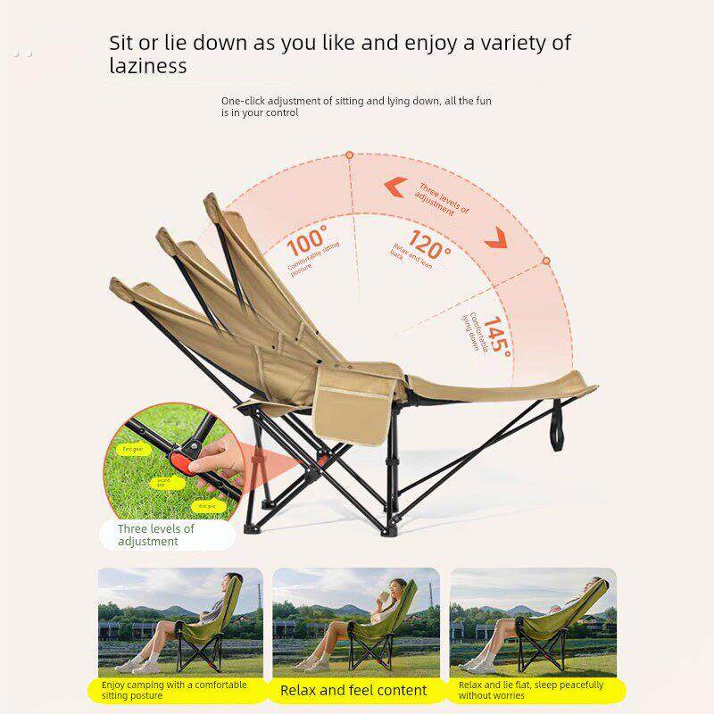 户外折叠椅承重500斤加厚便携式月亮椅子露营结实耐用午休躺椅300