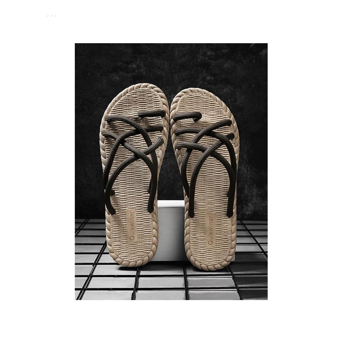 拖鞋男款潮夏季外穿防滑防臭人字拖编织夹脚凉拖鞋沙滩鞋男士凉鞋