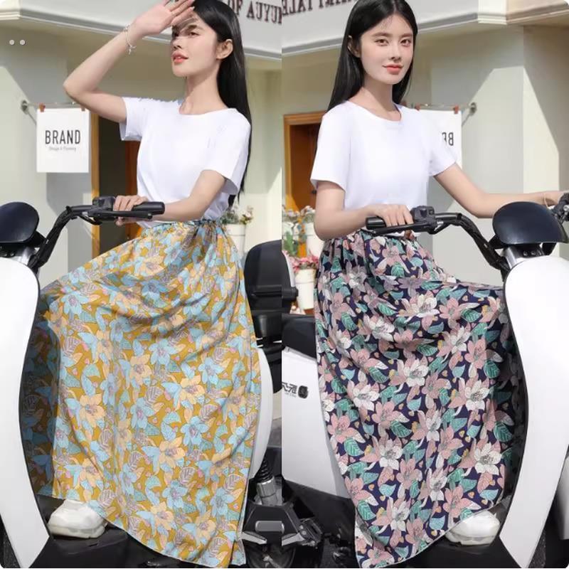 电动车防晒围裙罩衫防暴露手工艺品自行车夏季下摆裙长一件腿妇女