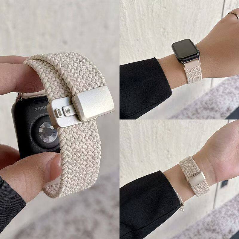 适用红米watch6/5/4尼龙编织磁吸表带小米手环10pro弹力89pro腕带