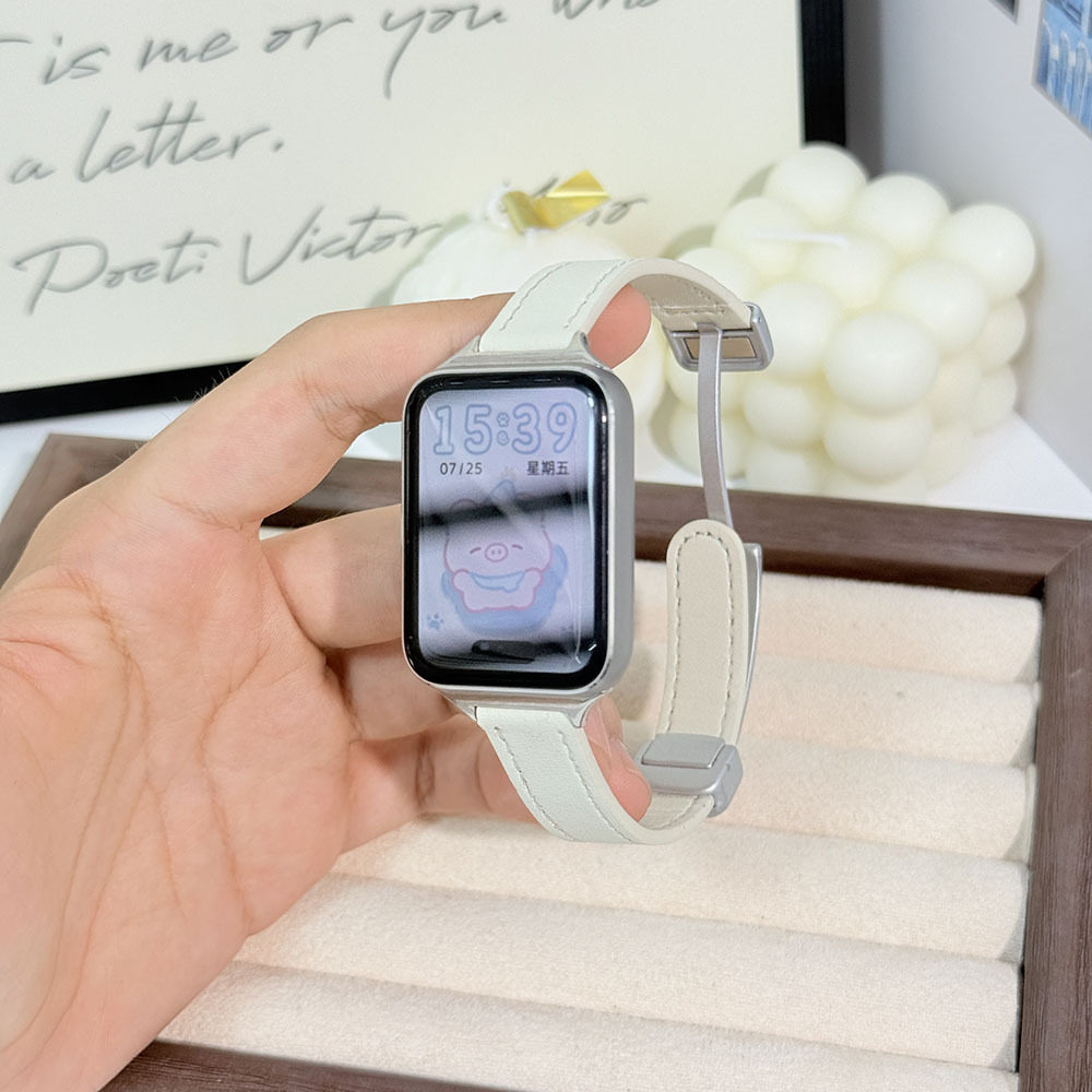 适用红米watch6/5/4手表带小米手环9pro皮质磁吸扣腕带8pro替换带