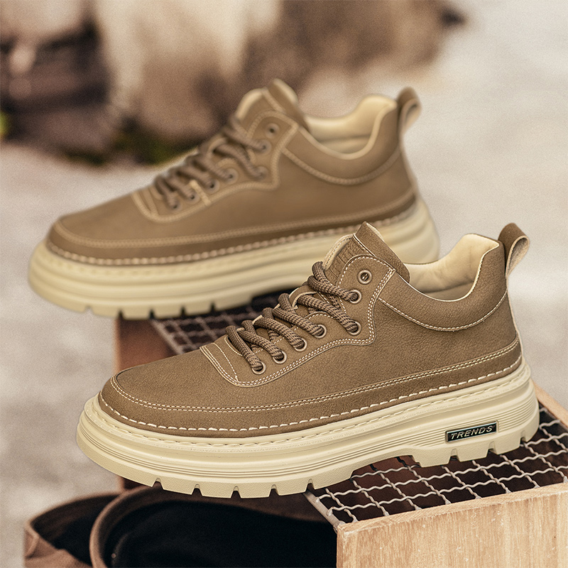 英伦风工装鞋男2025秋季新款厚底增高休闲鞋低帮马丁靴