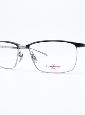 夏蒙CHARMANT ZT27013商务黑色时尚眉毛框纯钛金色Z钛近视眼镜框