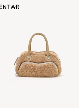 OMENTAR欧蒙特毛毛青蛙包女新款秋冬美拉德单肩斜挎羊羔毛绒包包