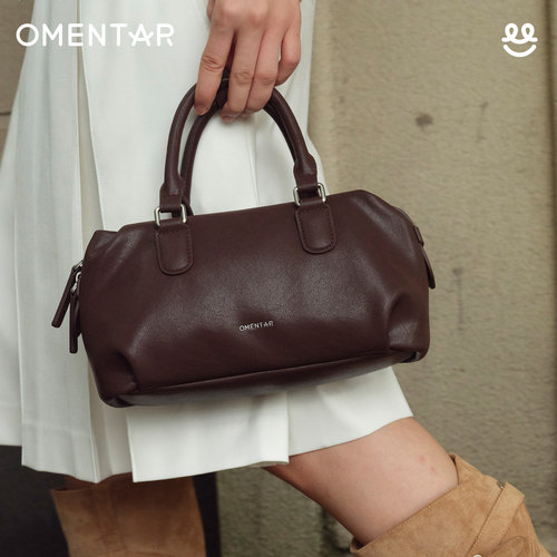 OMENTAR欧蒙特慕斯保龄球包女秋冬复古百搭波士顿手提斜挎小包包