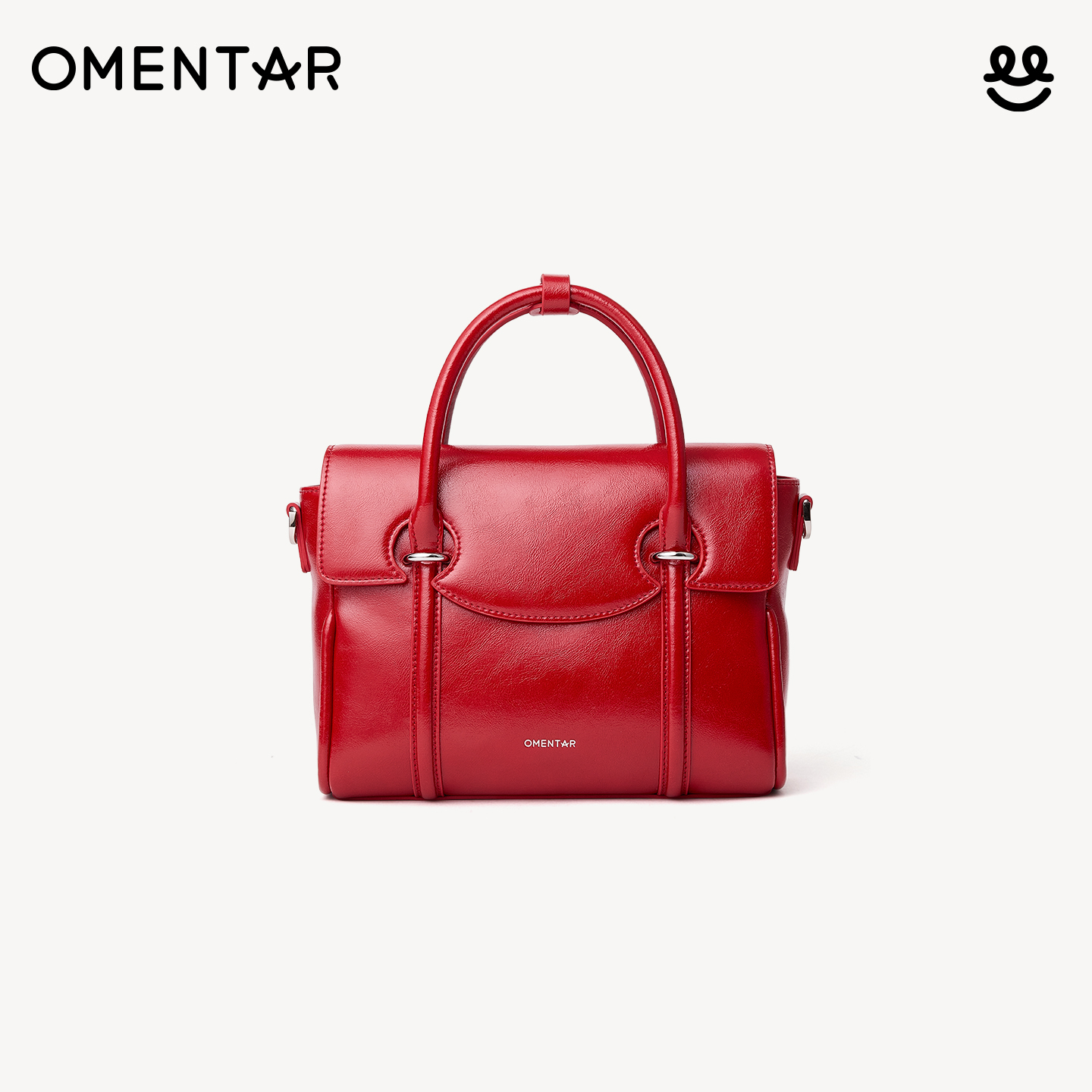 OMENTAR笑脸萌鱼包女小众邮差包