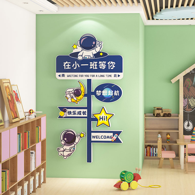 幼儿园墙面装饰楼梯拐角走廊道环创主题墙成品开学季高端文化墙贴