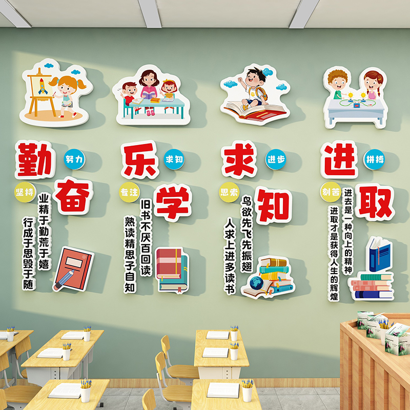 小学初中学校班级教室创意励志文字墙面布置装饰3d立体文化墙贴