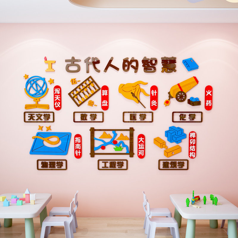 幼儿园墙面装饰楼梯环创主题墙成品神器中国传统文化古代人的智慧