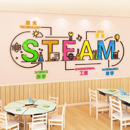 少儿编程机器人辅导班培训机构墙面装饰乐高STEAM教室布置幼儿园