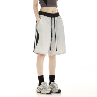 宽松速干阔腿篮球运动休闲五分裤 RESUMM工装 潮牌夏季 女美式 短裤