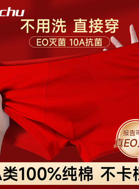 一次性内裤红色男士平角纯棉无菌本命年红内裤独立包装免洗日抛裤