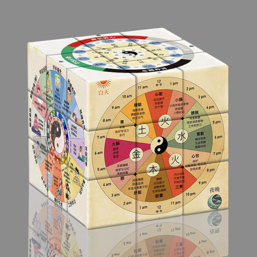 人体24小时养生时间表三阶魔方儿童益智玩具礼物器官生物钟魔方