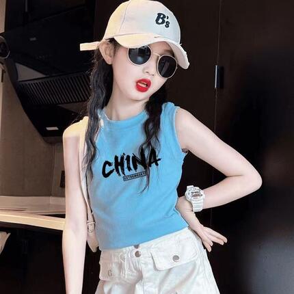 洋气童装女童夏装背心2026新款儿童无袖上衣夏天衣服女孩打底衫潮
