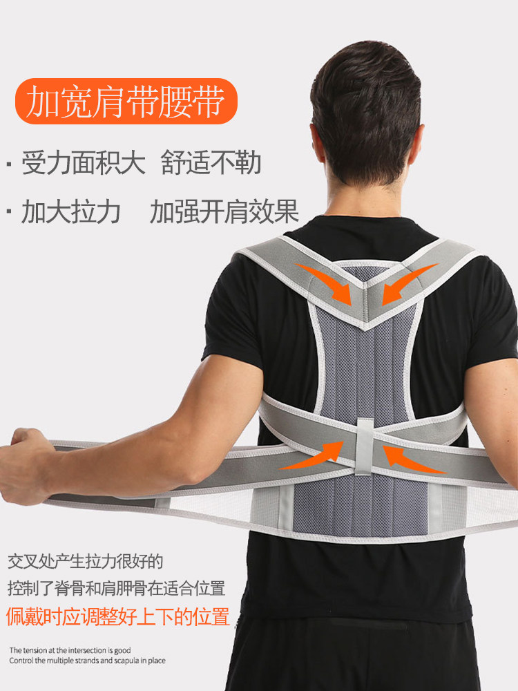 肩胛骨矫正器防驼背脊椎侧弯神器男士专用护腰挺胸直背部开矫姿带