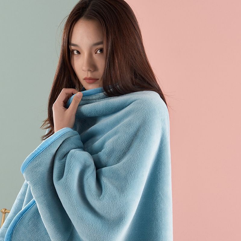 小毛毯被子单人办公室午睡加厚披肩盖G毯两用学生午休毯子冬季披