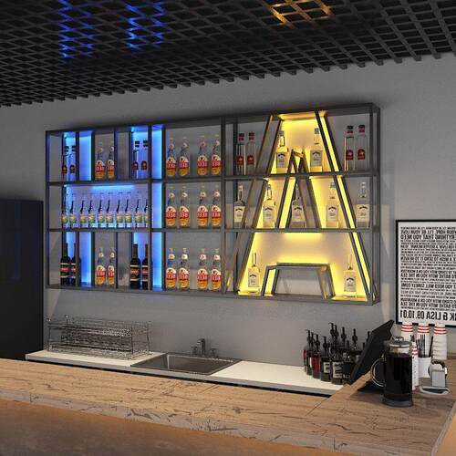 壁挂式发光酒架挂墙商用餐厅奶茶店客厅烧烤店酒店酒吧吧台展示柜