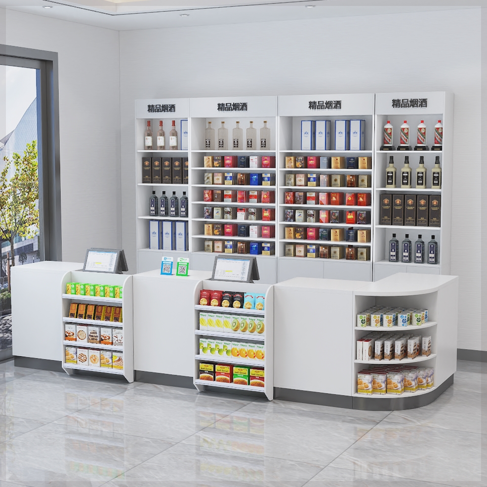 烟柜超市便利店柜台烟酒一体收银台组合母婴药店转角展示柜吧台